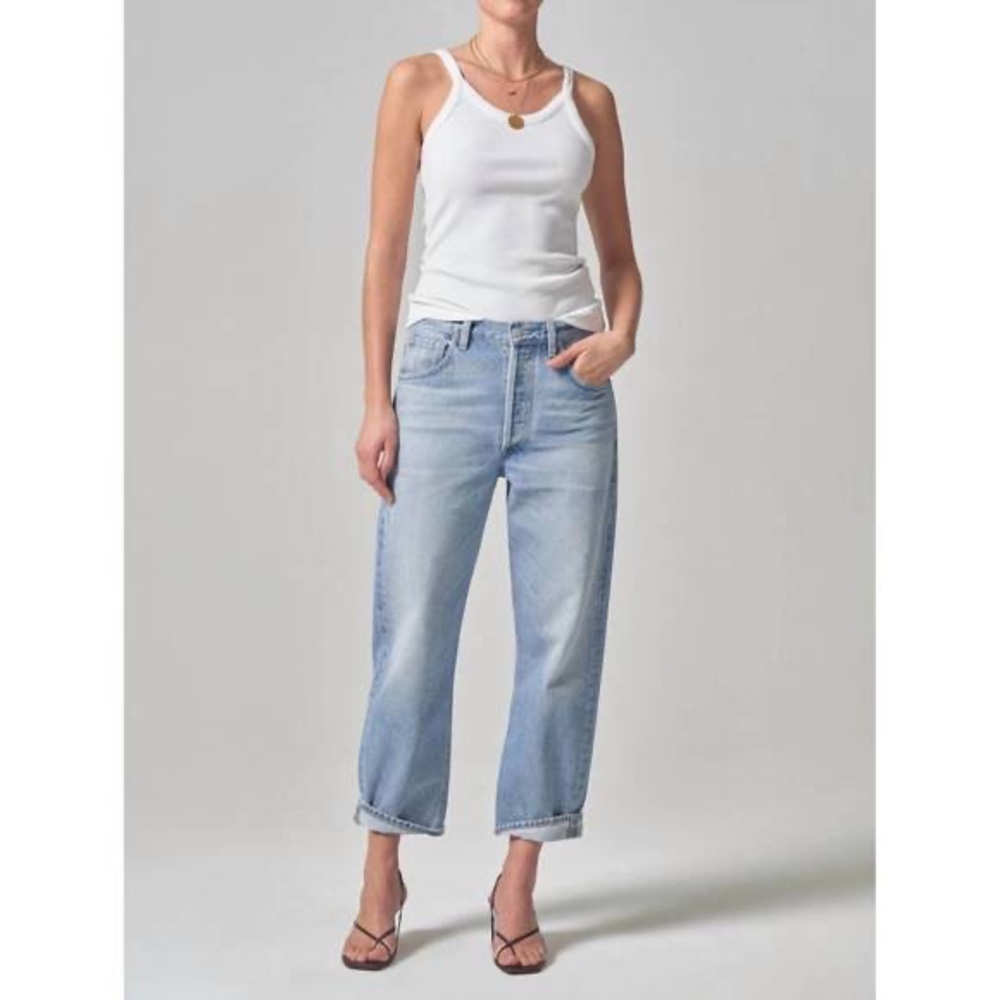 NEW CITIZENS OF HUMANITY dahlia bow leg baby roll jeans in ribbon